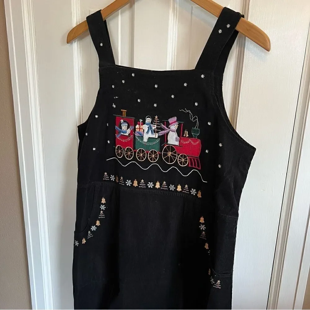 Christopher & Banks Vintage Black Winter Overall Dress 8